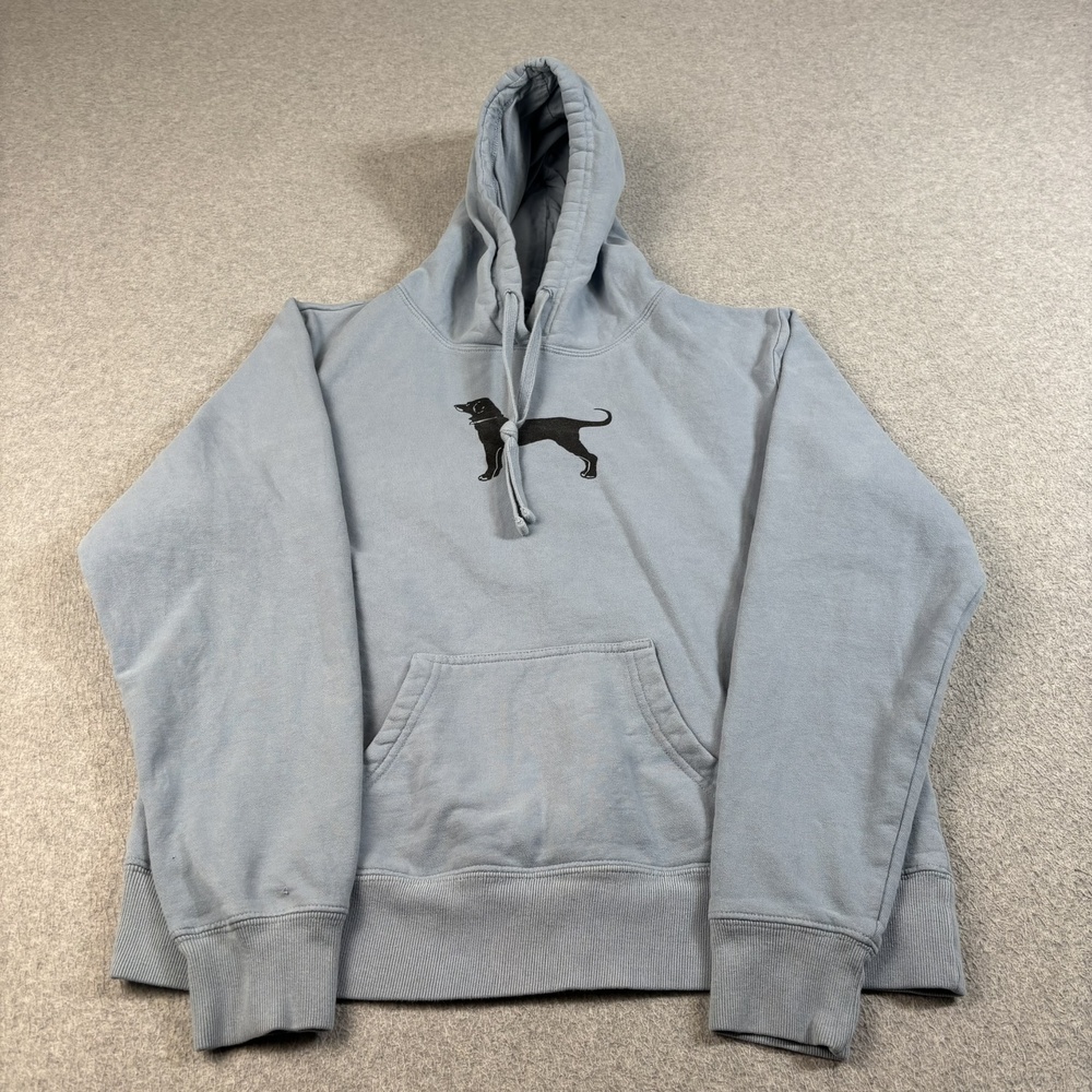 The Black Dog Hoodie Womens Medium Blue Pullover Fleece Legacy Dog Logo Graphic